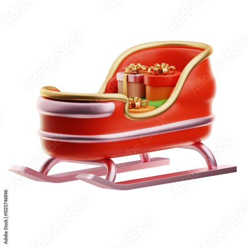 Sledge With Gift Boxes Chirstmas object illustration 3D  photo