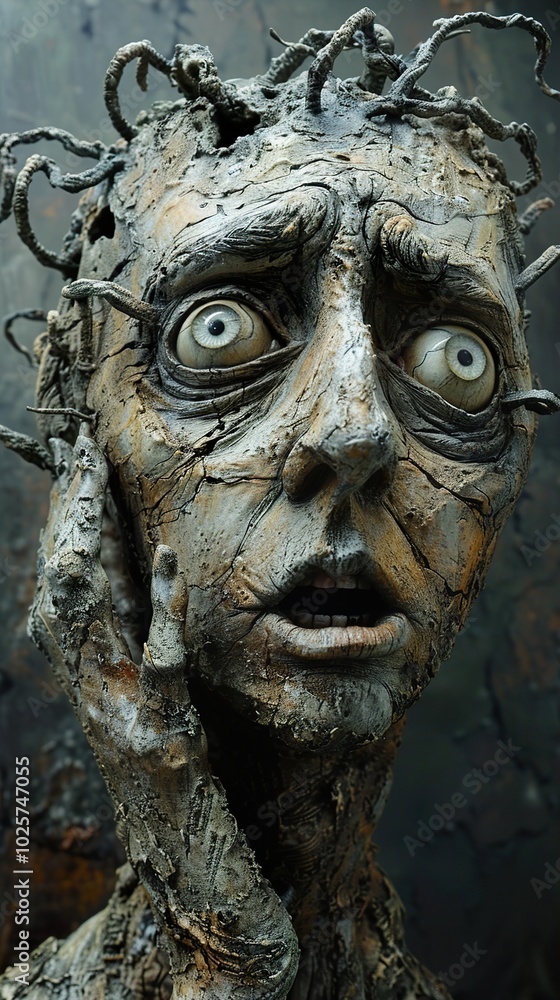 Disturbing Surreal Sculpture of a Human Face Disturbing Surreal Sculpture of a Human Face
