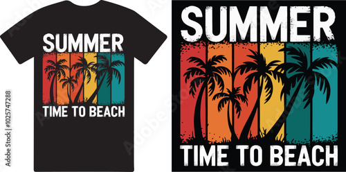 Summer time to beach a professional T shirt design vector .