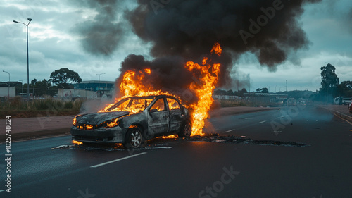 burning car on fire