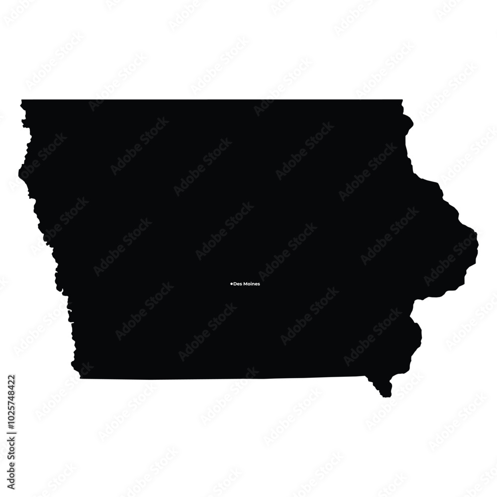 Iowa map silhouette vector Illustration. Iowa map silhouette vector Illustration.