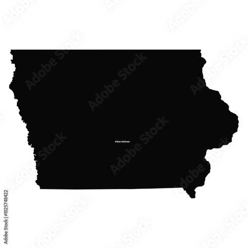 Iowa map silhouette vector Illustration.