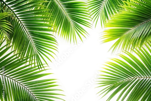 Close-up of palm tree branches on white background