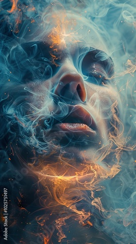 Abstract Portrait with Smoke and Light