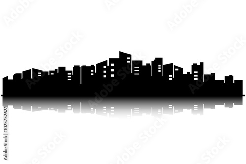 skyline of the city reflection below with ferris wheel shade