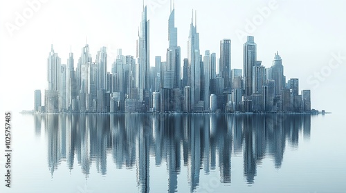 Cityscape with Fog and Reflection