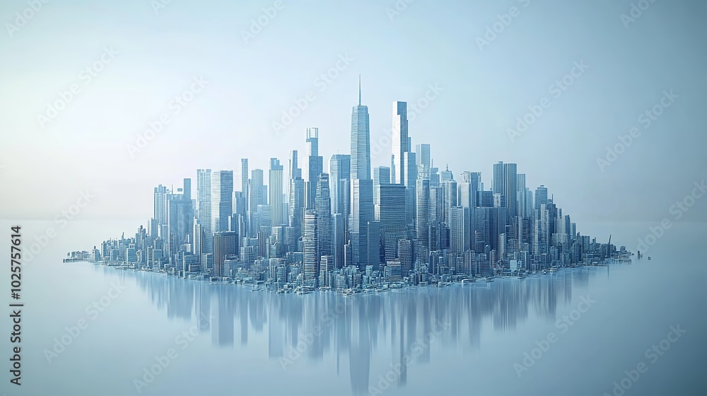 Cityscape with Fog and Reflection Cityscape with Fog and Reflection