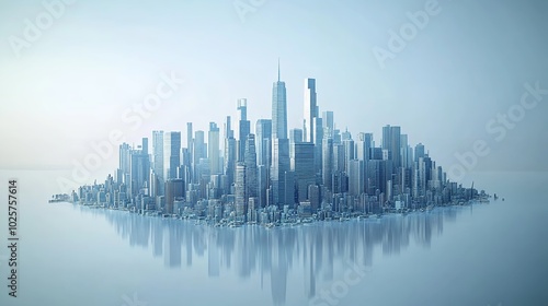Cityscape with Fog and Reflection