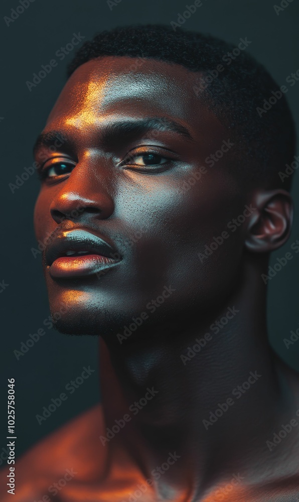 Close-up portrait of a man with dramatic lighting. Close-up portrait of a man with dramatic lighting.