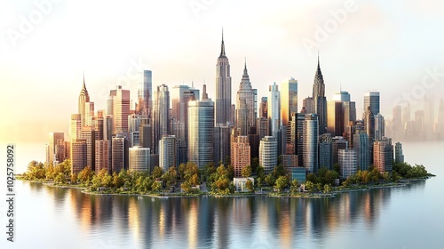 Cityscape with Fog and Reflection