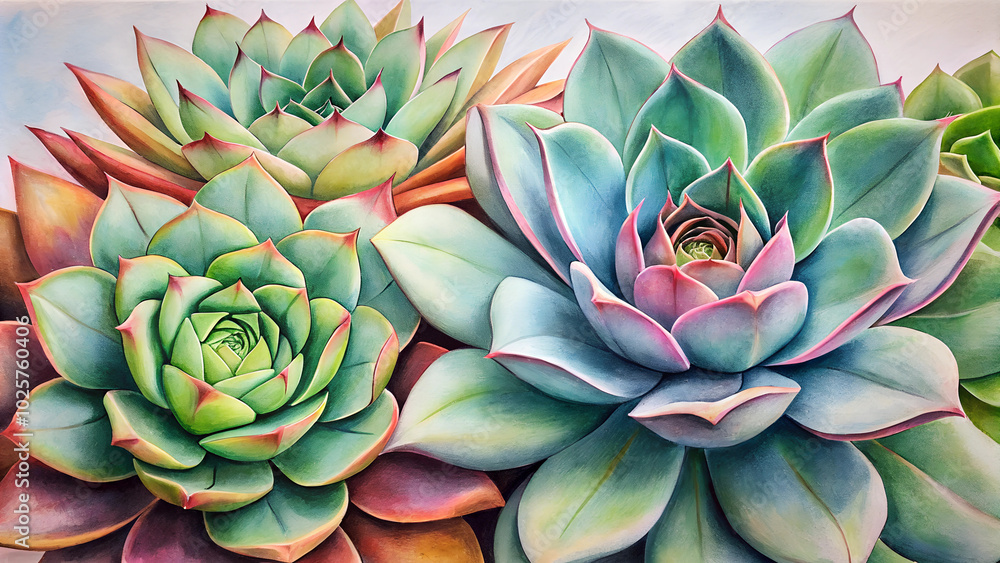 Seamless backgrounds: botanical succulents Seamless backgrounds: botanical succulents