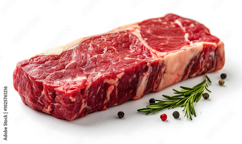 Raw marbled steak is a delicious meat, isolated on a white background, Generative ai Raw marbled steak is a delicious meat, isolated on a white background, Generative ai