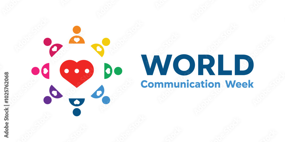 Fototapeta premium World Communication Week. People and heart. Great for cards, banners, posters, social media and more. White background.