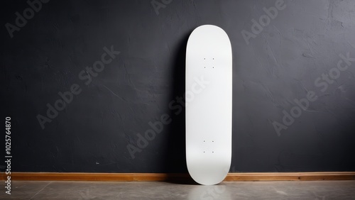 High-quality skateboard mockup featuring a blank deck. Ideal for presenting custom artwork, brand logos, or design concepts in a realistic skateboarding context