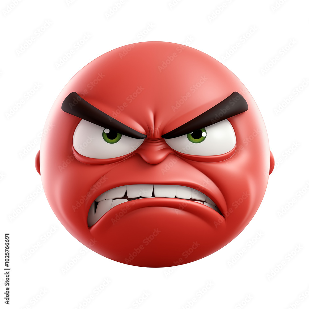 Obraz premium Angry Red Emoji With An Aggressive Facial Expression
