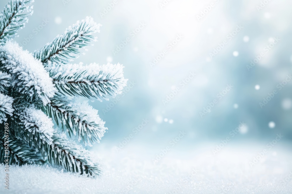 Winter wonderland with snowy fir branches Winter wonderland with snowy fir branches