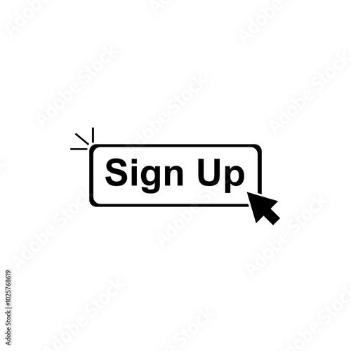 Minimalist Black Sign-Up Button - Modern Flat Outline Design for Website Registration or Community Application