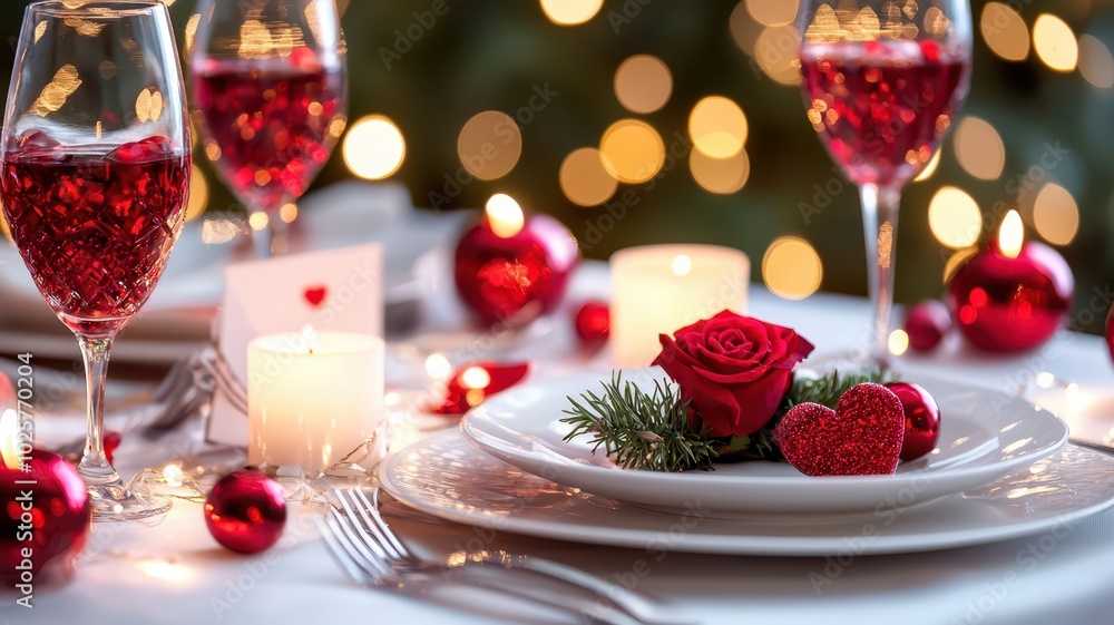 A candlelight dinner setup featuring elegant tableware creates a romantic ambiance, with a soft glow from flickering candles A candlelight dinner setup featuring elegant tableware creates a romantic ambiance, with a soft glow from flickering candles