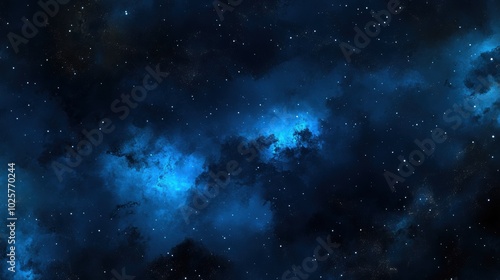 Fototapeta Naklejka Na Ścianę i Meble -  A cosmic scene featuring dark blue space with scattered stars and nebulae.