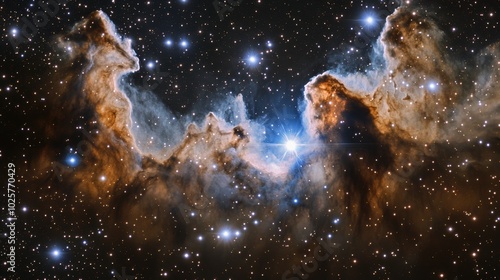 A stunning cosmic landscape showcasing nebulae and stars in deep space.