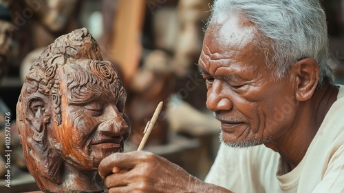 Sculptors creating traditional pieces that reflect their cultural heritage, using age-old methods and natural materials.