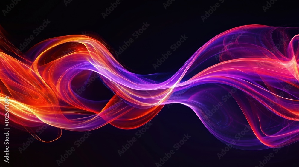 Colorful abstract waves, vibrant light trails in purple, orange, and pink Colorful abstract waves, vibrant light trails in purple, orange, and pink