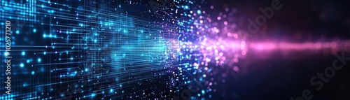 Wallpaper Mural Futuristic hologram, shifting light grids, deep space backdrop, blue and purple hues, hightech ambiance Torontodigital.ca