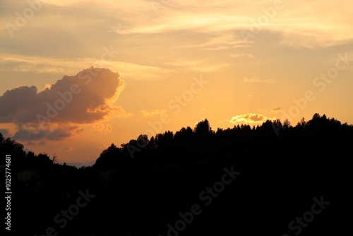 sunset in the Austrian mountains.