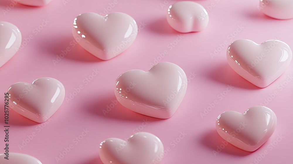 Cute Pink Hearts on Soft Background for Love Theme Cute Pink Hearts on Soft Background for Love Theme