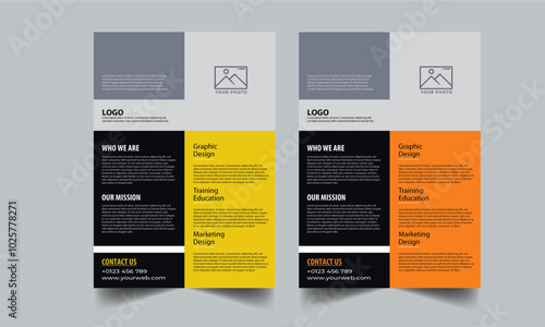 Corporate flyer design template with 2 color design concept layout