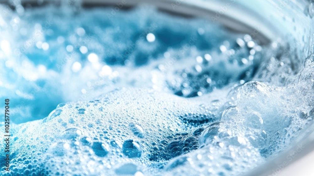 Bubbles in Blue Liquid Creating a Refreshing Scene Bubbles in Blue Liquid Creating a Refreshing Scene