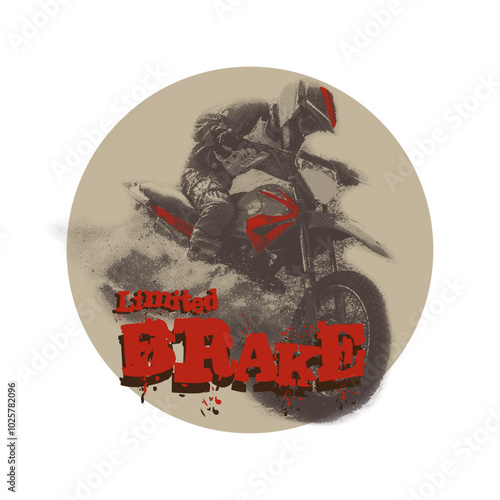Vector illustration of a biker on a motorcycle. Grunge style.