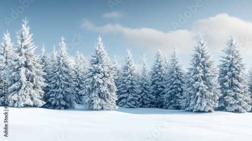 Serene Winter Landscape with Snow-Covered Trees