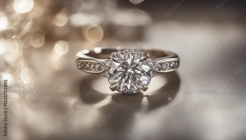Fototapeta premium A close-up view of a luxurious diamond ring, highlighting its exquisite detail and craftsmanship.