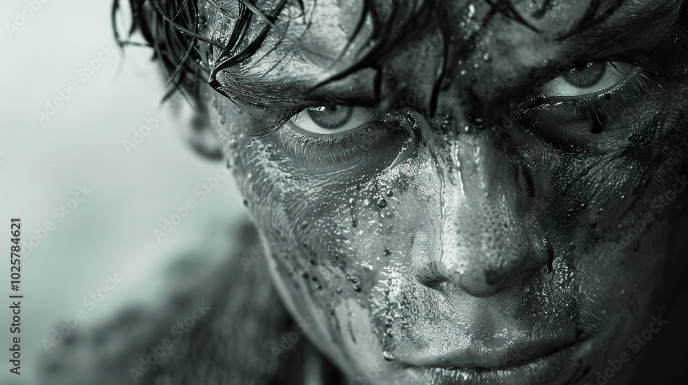 Intense Close-Up Portrait of a Man with a Determined Expression Intense Close-Up Portrait of a Man with a Determined Expression