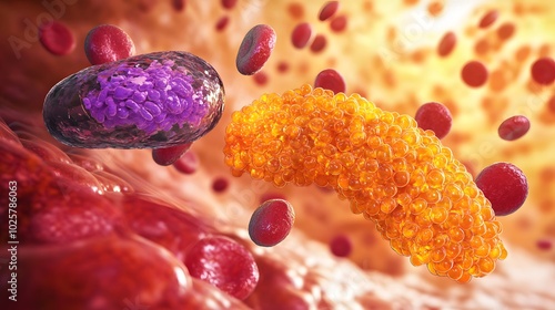 Illustration of Glucose Toxicity in Pancreatic Cells photo