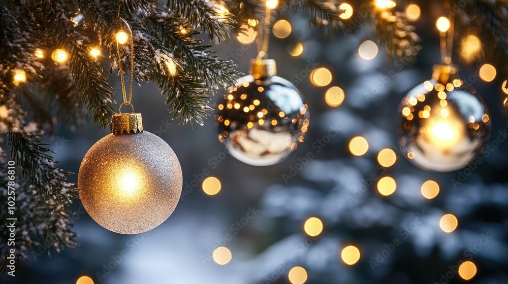 Beautiful Christmas Ornaments on a Tree Beautiful Christmas Ornaments on a Tree