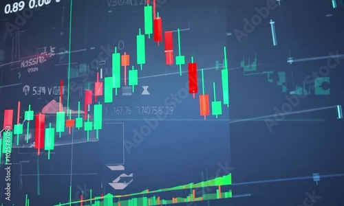 Abstract blue line chart with up arrow, illustrating stock market growth and financial success