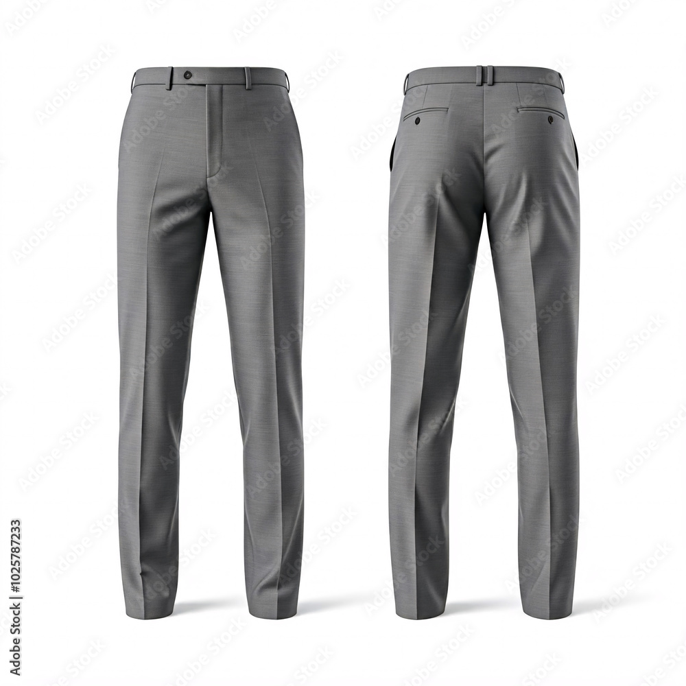 gray suit pants front and back view 3d render isolated on white background gray suit pants front and back view 3d render isolated on white background