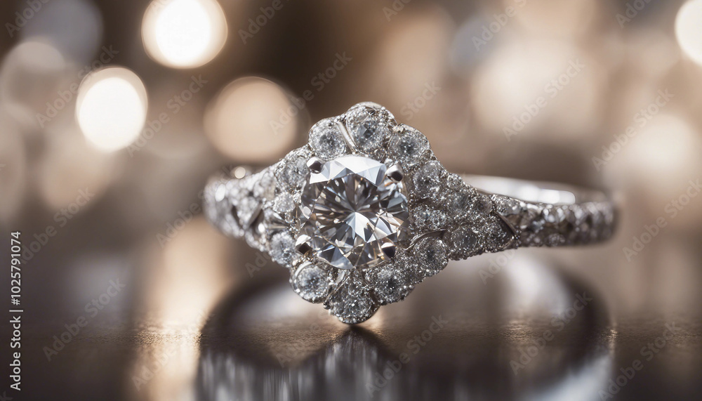 A close-up view of a luxurious diamond ring, highlighting its exquisite detail and craftsmanship. A close-up view of a luxurious diamond ring, highlighting its exquisite detail and craftsmanship.