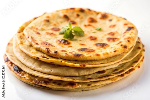 Close-up of tawa roti, isolated on white background photo