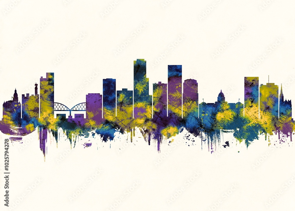 Fototapeta premium Little Rock City Skyline. Cityscape Skyscraper Buildings Landscape City Downtown Abstract Landmarks Travel Background Modern Art Architecture Business Building Corporate