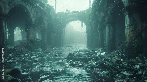 Overgrown Ruins: A Post-Apocalyptic Cityscape