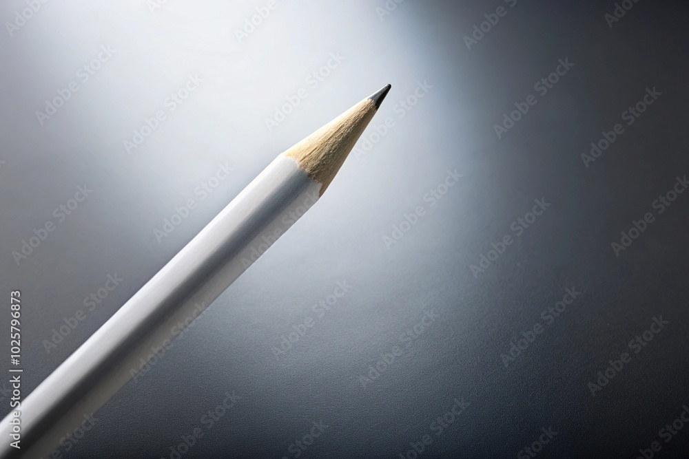 Close-up of white pencil on gradient gray background, perfect for writing and drawing Close-up of white pencil on gradient gray background, perfect for writing and drawing