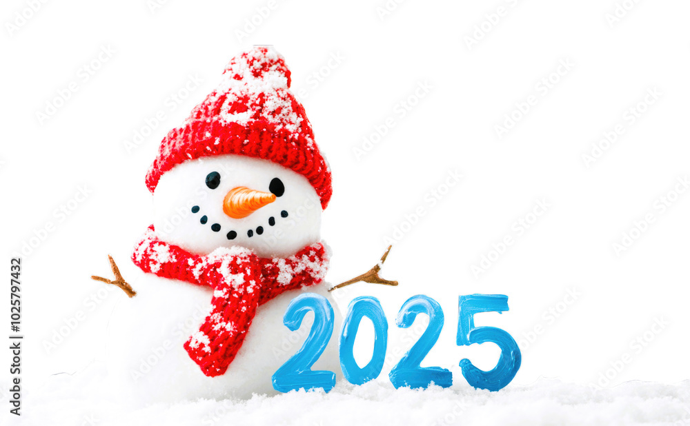 Knitted snowman in blue hat and scarf isolated on Transparent background. Winter fairy tale story with your own hands, hobby. Merry Christmas and New Year 2025 greeting card Knitted snowman in blue hat and scarf isolated on Transparent background. Winter fairy tale story with your own hands, hobby. Merry Christmas and New Year 2025 greeting card