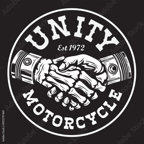 Vintage illustration of motorcycle club unity greeting