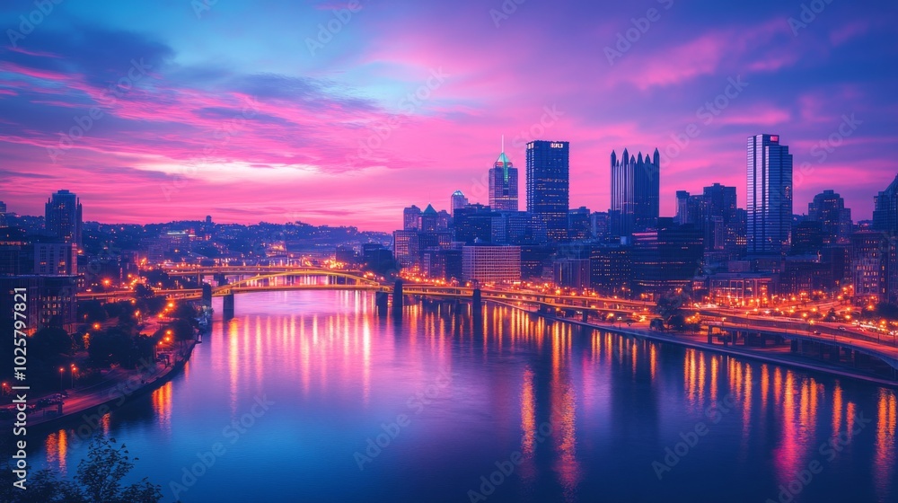 Fototapeta premium Pittsburgh Skyline at Dusk
