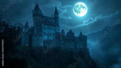 Majestic Moonlit Castle