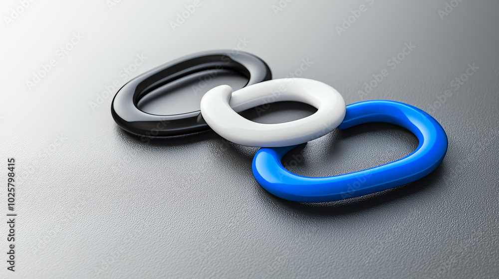 Fototapeta premium Colorful linking shapes on a smooth surface.