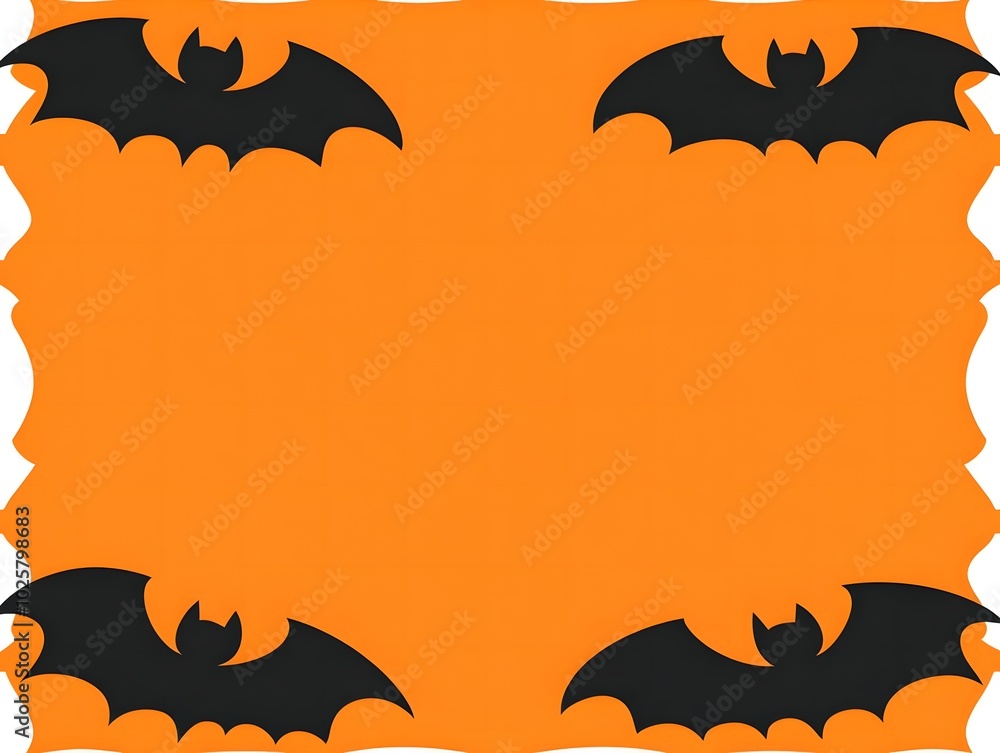 Naklejka premium Halloween orange background with four bats on each corner